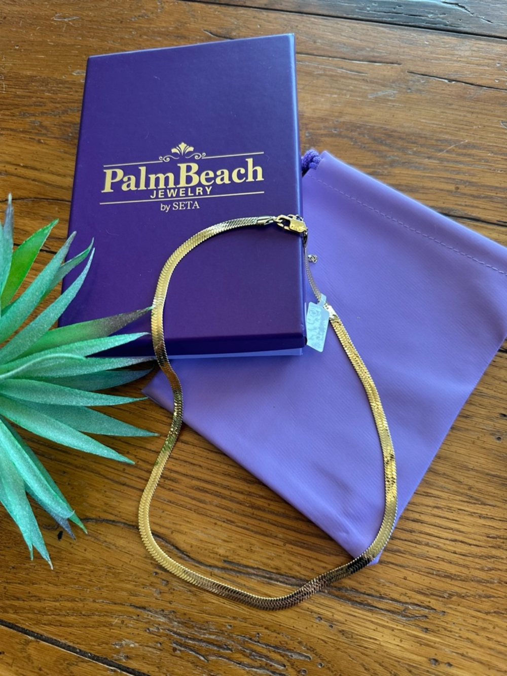 PalmBeach Jewelry Gold Ion-Plated Stainless Steel Herringbone Chain Necklace 20”